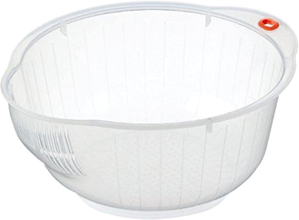 Plastic Japanese Rice Washing Bowl with Strainer, 2 Quart