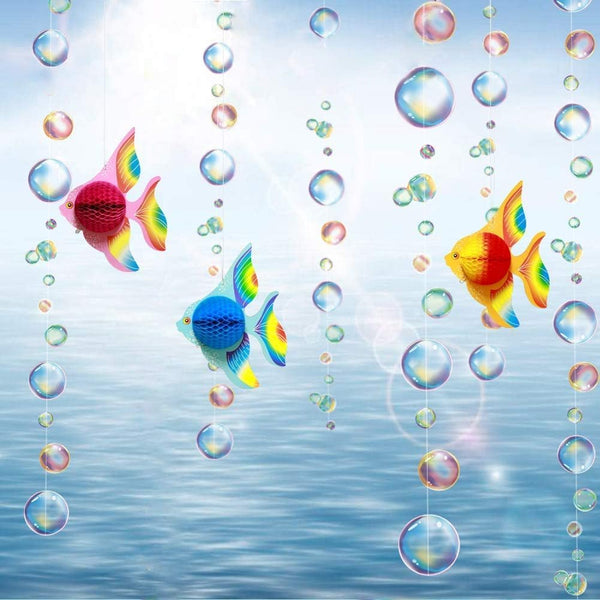Cheerland Under The Sea Party Decorations - Tropical Fish Bubble Garland, Mermaid Birthday Supplies, Ocean Backdrop