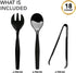 Party Essentials Disposable Heavy Duty Plastic Serving Utensils for Buffets Events Parties, 6-Sets of Spoons/Forks/Tongs, Black by Party Essentials