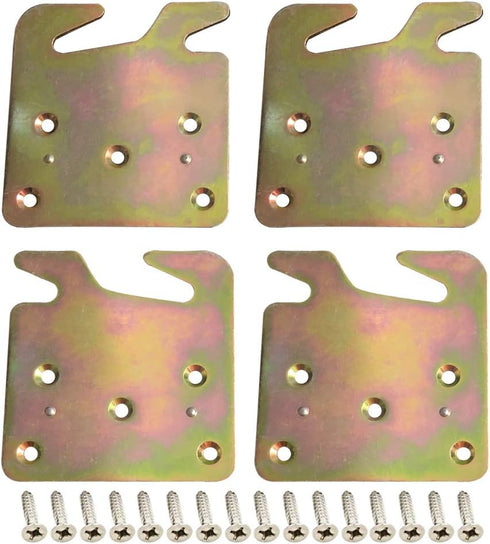 4 PCS Heavy Duty Wood Bed Rail Hook Plates with Mounting Screws for Headboard and Footboard