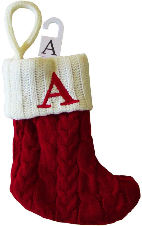 Mini Cable Knit Stocking-Letter A, 7" Mini
