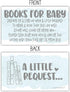 50 Blue Watercolor Books for Baby Shower - Request Cards, Invitation Inserts for Boy Baby Shower