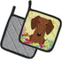 Caroline's Treasures BB6130PTHD Easter Eggs Dachshund Red Brown Pot Holders Set, Heat Resistant Kitchen Hot Pads, 7 1/2