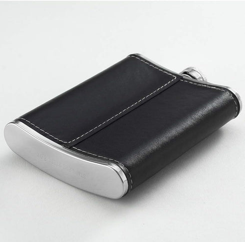 Stainless Steel American Flag Flask, 8oz Soft Touch Cover Liquor Flasks, Leak Proof Black PU Leather