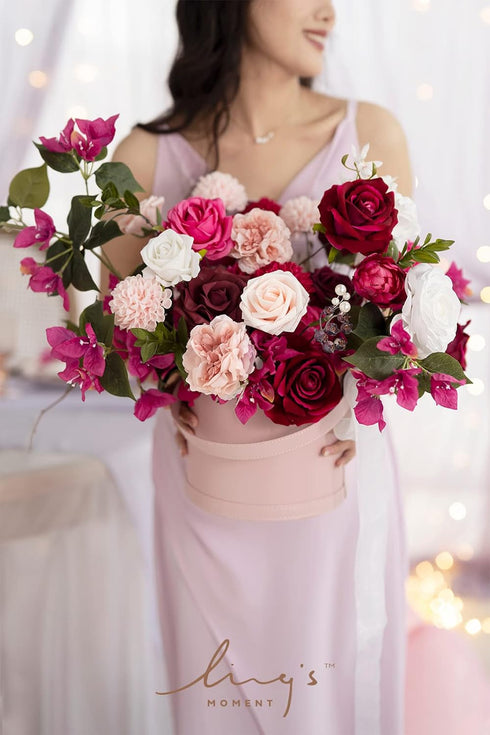 Ling's Moment Blush Dahlia Foam Artificial Flowers - Real Touch Faux Flower for Home Decor, 25pcs
