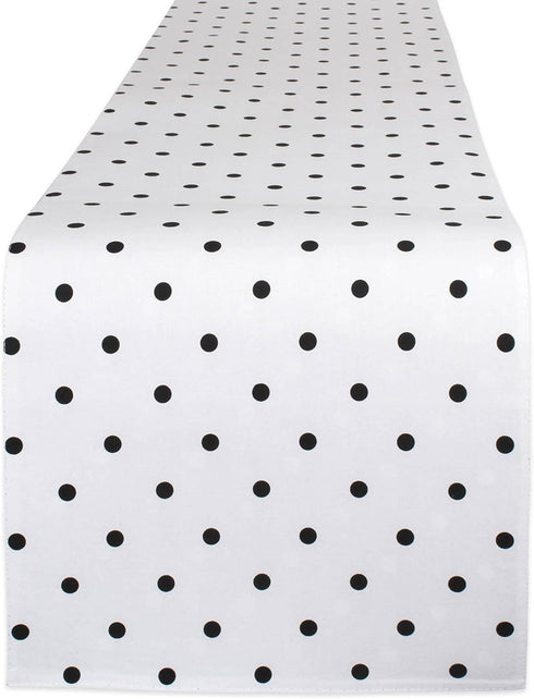 DII Polka Dot Kitchen Collection - Table Runner, 14x72, Black/White Reversible