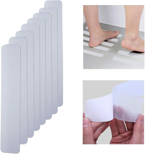Anti Slip Tape Bath Safety Strips, 8pcs Clear Self-Adhesive Non Slip Stickers, 2 inch x 12 inch Rounded Corners for