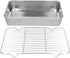 AUNMAS Rectangular Baking Pan and Rack, Easy Roasting Pan for Cooking and Baking (23.5 * 17.5 * 5CM)