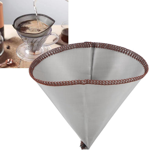 Pour Over Coffee Dripper, Reusable Cone Shape Filter, Stainless Steel Paperless Mesh for Up to 2 Cups, Home Kitchen