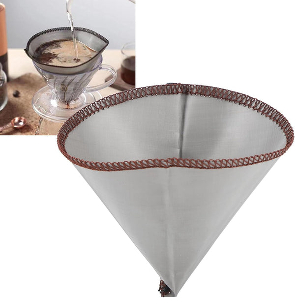 Pour Over Coffee Dripper, Reusable Cone Shape Filter, Stainless Steel Paperless Mesh for Up to 2 Cups, Home Kitchen