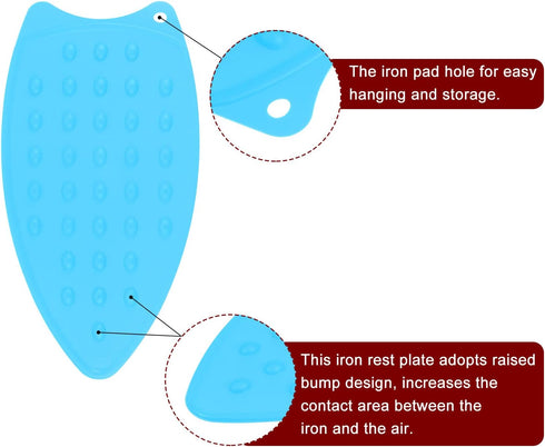 Silicone Iron Rest Pad - Multipurpose Hot Resistant Mat for Ironing Board, Compact Steam Mat, Blue