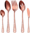 EUIRIO Large Serving Spoon Set, Stainless Steel Copper Utensils - Serving Fork, Slotted Spoon, Buffer Knife, Sugar