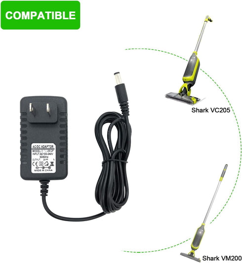 VC205 Charger Fit for Shark VACMOP VM200 VC200 UM200 UM205 Cordless Hard Floor Vacuum, DC Barrel Connector, AC Adapter