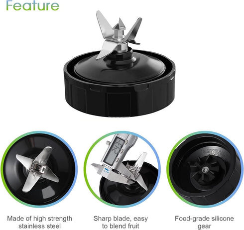 (Pack of 2) 7 Fins Extractor Blade Assembly with Rubber Gasket - Compatible with Nutri Ninja Blenders Auto iQ