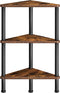 HOOBRO Corner Shelf Stand, Industrial 3-Tier Corner Bookshelf with Metal Frame, Plant