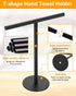Hand Towel Holder for Bathroom - T-Shape Free Standing Matte Black Waterproof Rack for Kitchen Countertop