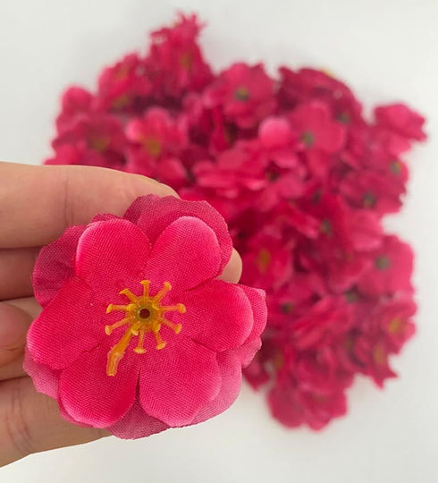 Rikyo 100 Artificial Silk Cherry Blossom Flower Heads Spring Fake Plum Blossom Peach Blossom,Vase Fillers,Corsages