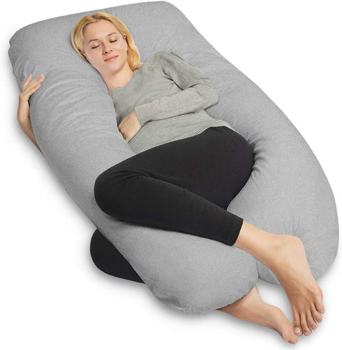 COSMOPLUS Pregnancy Pillow Cover, U Shaped Full Body Pillow Case for Maternity, Stretchy Cool Breathable Jersey Fabric,