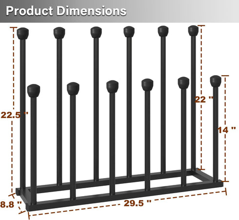 Tigerden 22.5 Inches 6 Closet, Free Standing Shoe Racks, Tall Black Metal Boot Rack Organizer for Pairs, Knee-High Boot
