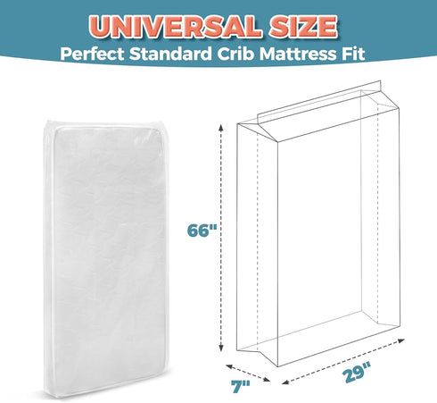 Storage Standard 4-Mil 66 29 7 Inches, Crib Mattress Storage Bag - Waterproof & Reusable Mattress Bags for Moving