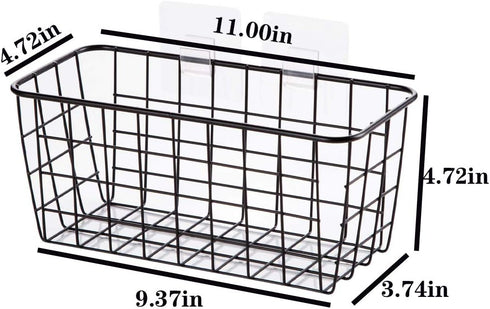 LeleCAT 3 Set Black Adhesive Over the Cabinet Door Wire Baskets for Kitchen, Pantry, Bathroom Shelf Storage