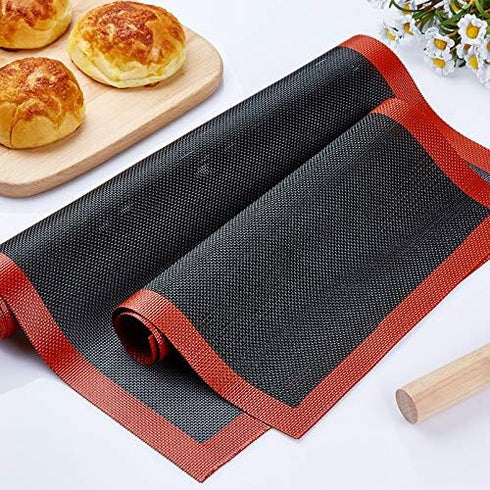 2 Pcs Silicone Mat, Microperforated Fiberglass Baking Pan Mat, Strong Heat Resistance Oven or Pan Liner Baking Tool