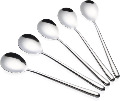 Miupoo Korean Soup Spoons, Stainless Steel Long Handle Tablespoon, Pack of 5