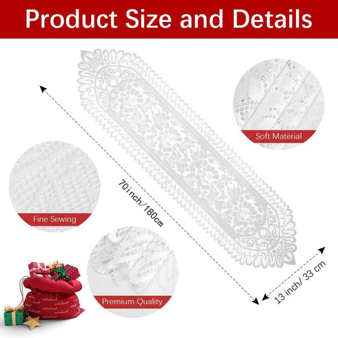 72 Inch Lace Table Runner Long White Christmas Table Runners Farmhouse Boho Table Runer Cotton Woven Table Runner
