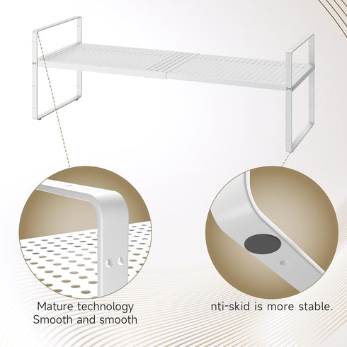 taiheis Organizer,2Pack 8.1" 16.5~27.1" Hole Pattern Expandable Shelf Wide Easy to Assemble Cabinet Organizer Shelf
