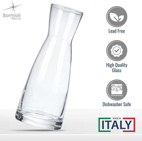 Set Set 2-18.5 oz Bormioli Rocco Ypsilon Glass Carafe with Cork Tops, of Contemporary Juice Containers & Drink