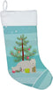Caroline's Treasures BB9244CS Christmas Stocking, White Arctic Fox, Teal Fireplace Hanging Holiday Decor