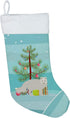 Caroline's Treasures BB9244CS Christmas Stocking, White Arctic Fox, Teal Fireplace Hanging Holiday Decor