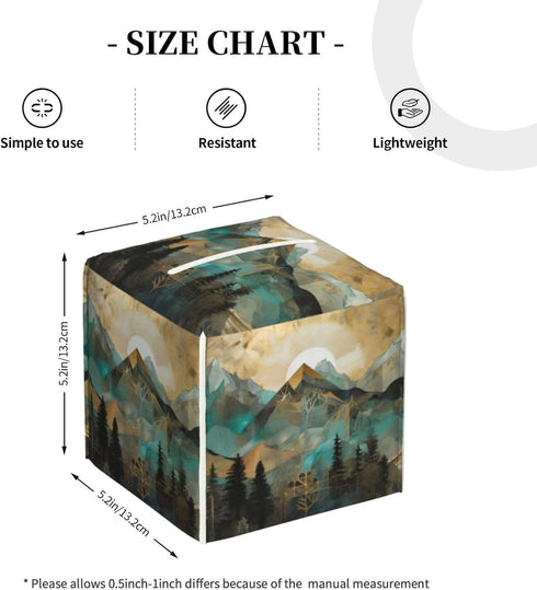 Square Tissue Boxes(5.2"x5.2"x5.2"), Mountains Trees Landscape Sunrise Tissue Holder Decor for Vanity Countertop/Home/Car/Office by Nameapo