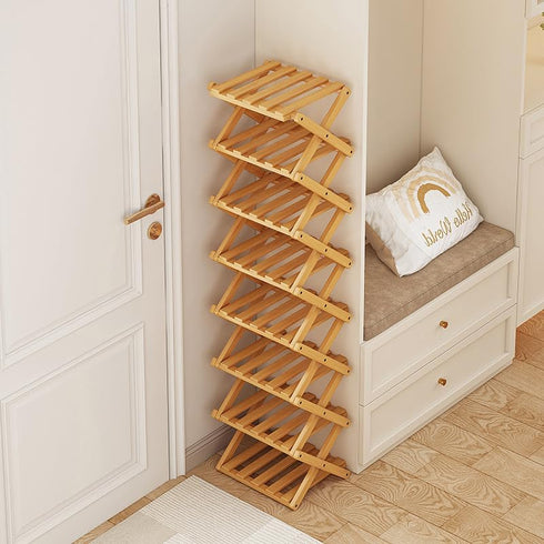 Closet 5 YYW Shoe Rack, Foldable Bamboo Shoes Shelf, Freestanding Shoe Storage Organiser for Entryway, Hallway
