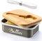Butter Dish with Lid for Countertop, AISBUGUR Metal Butter Keeper with Stainless Steel Knife, Large Grey Container