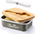 Butter Dish with Lid for Countertop, AISBUGUR Metal Butter Keeper with Stainless Steel Knife, Large Grey Container