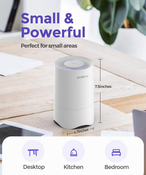 Small Air Purifier for Home Bedroom, Personal Desk Mini Hepa Air Purifier, Fresheners Cleaner for Dorm, Pets, Smoke,