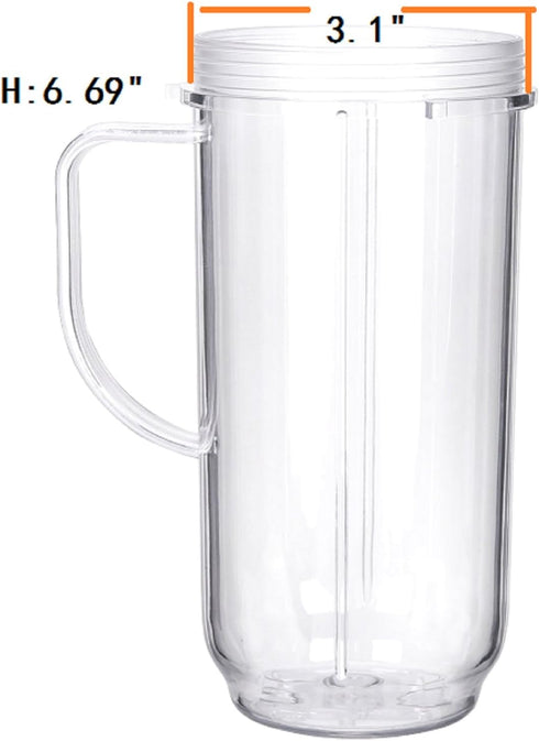 Tall 22oz Replacement Cup for Magic Bullet, Compatible with 250W Magic Bullet MB1001 Series Juicer Mixer