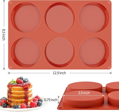 Ocmoiy 4 Inch Silicone Egg Molds for Baking/Jumbo Muffin Top Pans, 3 Pack Non-Stick Large Disc Shape Round Molds for Hamburger Bun, English Muffin, Tarts, Pies, Corn Bread, Egg Sandwich Breakfast by Ocmoiy