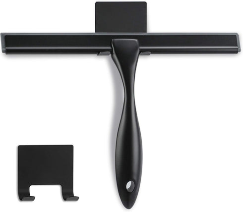 10-Inch Matte Black Shower Squeegee, All-Purpose Stainless Steel for Bathroom, Shower Doors, Mirrors, and Tiles