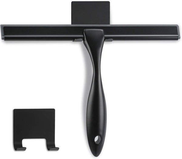 10-Inch Matte Black Shower Squeegee, All-Purpose Stainless Steel for Bathroom, Shower Doors, Mirrors, and Tiles