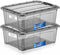 Tribello 12.5 Quart Storage Bins with Lids, Plastic Containers with Latching Lids for Organizing, Set of 2, Made in EU