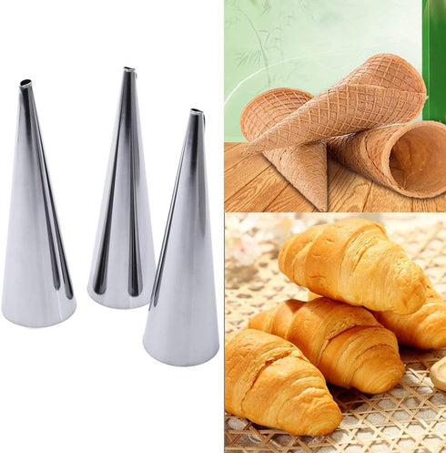 Non-stick Cream Horn Molds, Stainless Steel Cannoli Tubes Kit, Pack of 16 Baking Cones for Pastry