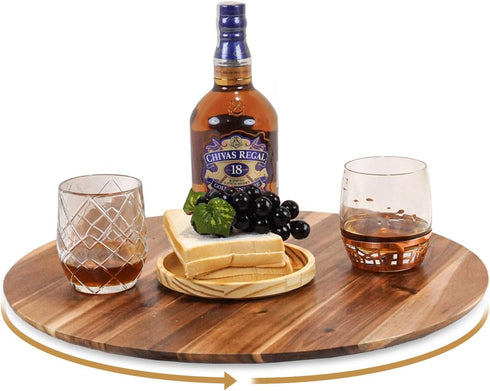 Dia.18 Acacia Wood Lazy Susan, Wooden Turntable Organizer for Cabinet, Pantry, Countertop, Table, Charcuterie Boards