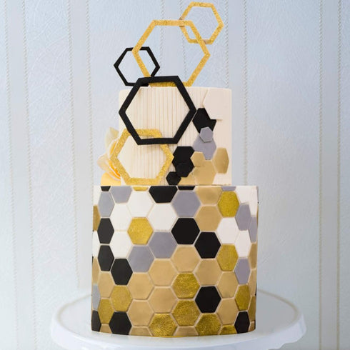 Mity rain Hexagon Cookie Cutter - Geometric Multicutter, 3 Size Football Cake Fondant Biscuit Cutters