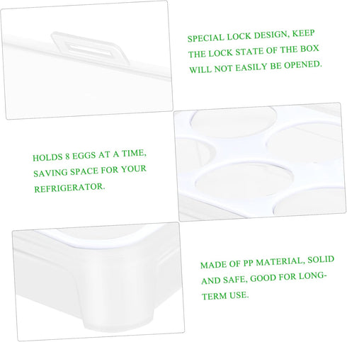 8 Box Fridge Egg Keeper Holder Mini Condiment Bottles, Egg Organizer for Refrigerator, Egg Carrier, White