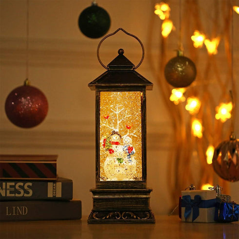8 6-Hour Christmas Snow Globe Lantern Crystal Glitter Lantern Features Songs and Timer Function Ideal for Holiday