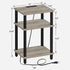 TUTOTAK End Table with Charging Station, Nightstand with USB Ports, 3-Tier Storage Shelf for Small Space, Sofa Table