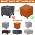 Waterproof Ottoman Cover Square Stretch PU Soft Folding Storage Ottoman Cover with Elastic Bottom Cube Footrest Foot