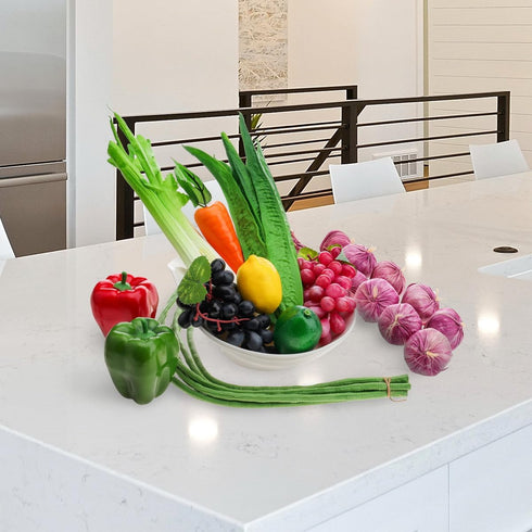 Meiwlong 11 Pcs Fake Vegetables,Realistic Artificial Vegetable and Fruits for Decoration,Fake Veggies Garlic Bell